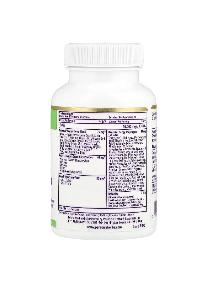 Paradise Herbs Paradise Herbs, Earth's Blend®, Biotin, 10,000 mcg, 90 Vegetarian Capsules  - Image 2
