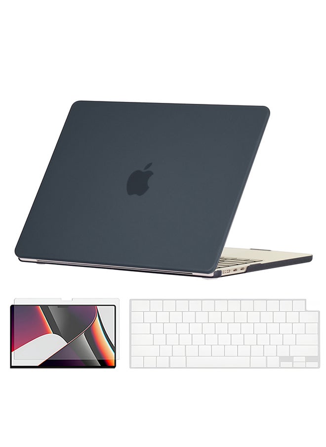 O Ozone Slim Rubberized Matte Case Compatible with MacBook Air 15 inch (A2941) M2 2023, (A3114) M3 2024 Case with Keyboard Cover & Protector, Black  - Image 1