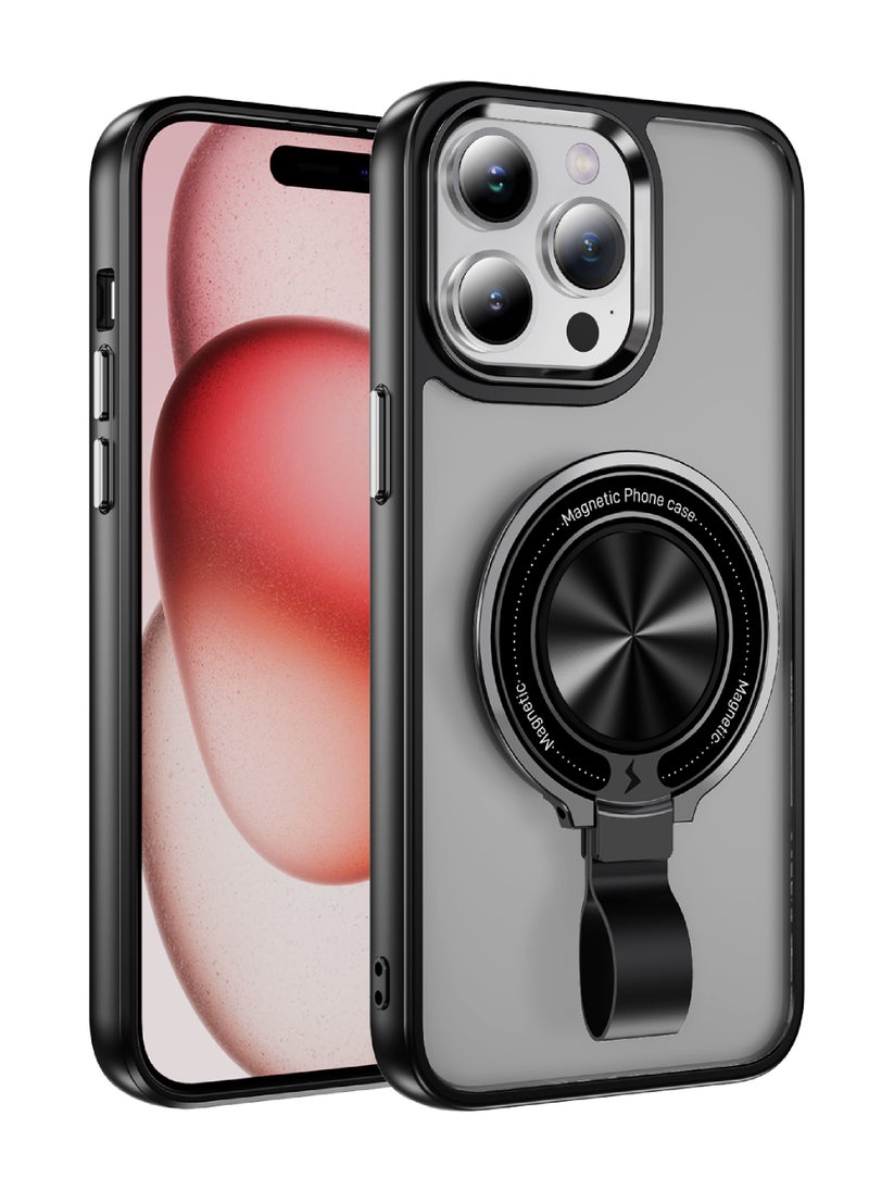 Rock Pow - For iPhone 15 Pro Magnetic Ring Case [Compatible with MagSafe Charging] 360° Rotatable Grip Holder Kickstand Slim fit Non-Slip Shockproof Phone Case for iPhone 15 Pro 6.1'' - Image 1