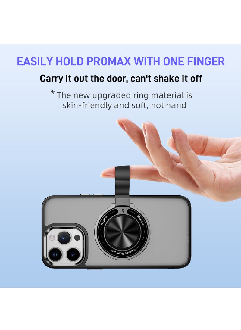 Rock Pow - For iPhone 15 Pro Magnetic Ring Case [Compatible with MagSafe Charging] 360° Rotatable Grip Holder Kickstand Slim fit Non-Slip Shockproof Phone Case for iPhone 15 Pro 6.1'' - Image 1