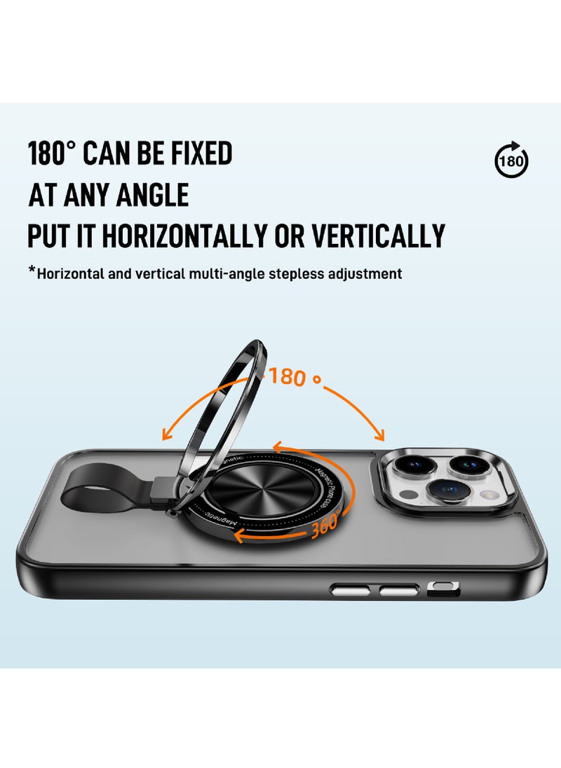 Rock Pow - For iPhone 15 Pro Magnetic Ring Case [Compatible with MagSafe Charging] 360° Rotatable Grip Holder Kickstand Slim fit Non-Slip Shockproof Phone Case for iPhone 15 Pro 6.1'' - Image 1