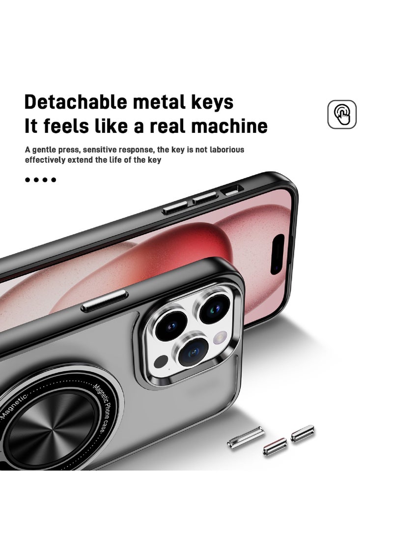 Rock Pow - For iPhone 15 Pro Magnetic Ring Case [Compatible with MagSafe Charging] 360° Rotatable Grip Holder Kickstand Slim fit Non-Slip Shockproof Phone Case for iPhone 15 Pro 6.1'' - Image 1