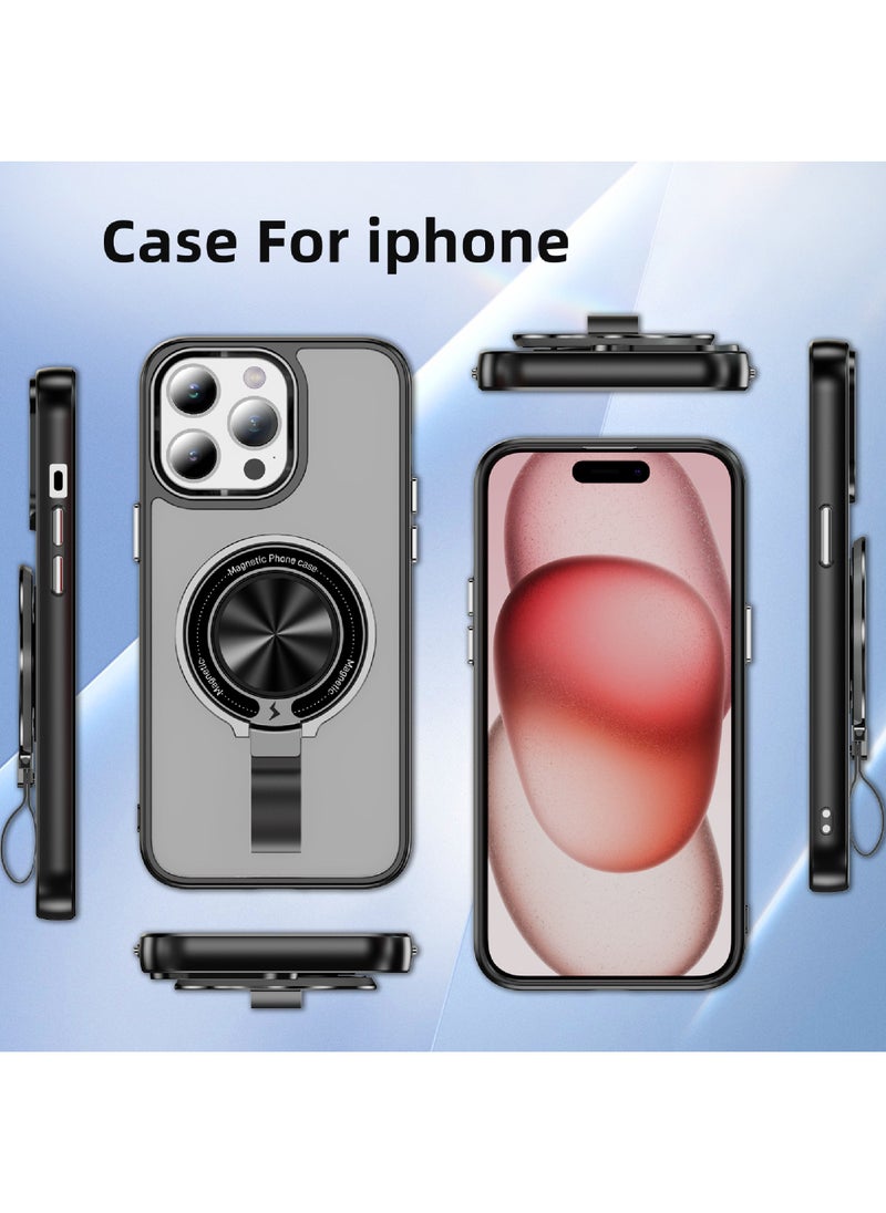 Rock Pow - For iPhone 15 Pro Magnetic Ring Case [Compatible with MagSafe Charging] 360° Rotatable Grip Holder Kickstand Slim fit Non-Slip Shockproof Phone Case for iPhone 15 Pro 6.1'' - Image 1