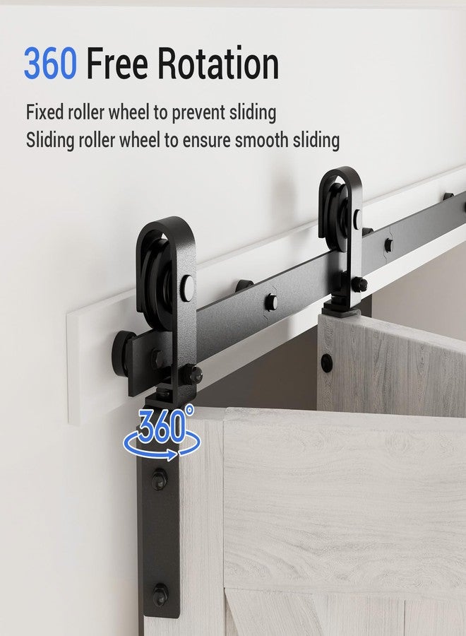 CCJH 30" Bi-Folding Sliding Barn Door Hardware Kit for 2 Doors,Slide Smoothly Quietly,Black Track J Shape Roller,No Door - Image 4