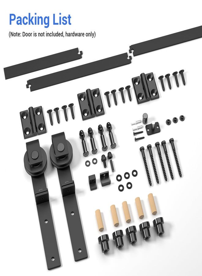 CCJH 30" Bi-Folding Sliding Barn Door Hardware Kit for 2 Doors,Slide Smoothly Quietly,Black Track J Shape Roller,No Door - Image 5