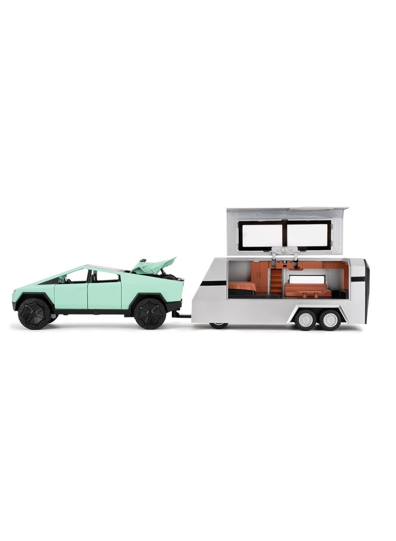 TOY GARDEN 1:32 Scale Simulation of Tesla Cybertruck Diecast Pickup Truck Model with Bike & Trailer – Alloy Toy Car with Sound & Light for Kids & Collectors - Image 3