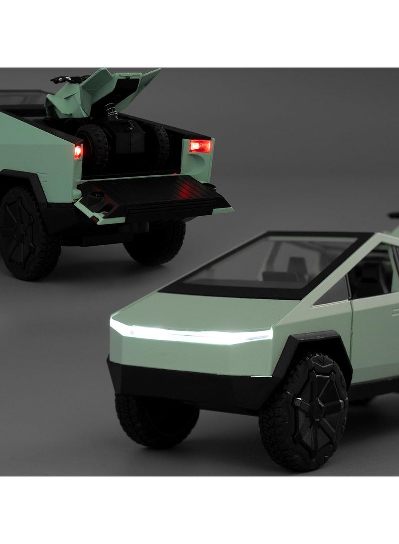 TOY GARDEN 1:32 Scale Simulation of Tesla Cybertruck Diecast Pickup Truck Model with Bike & Trailer – Alloy Toy Car with Sound & Light for Kids & Collectors - Image 4