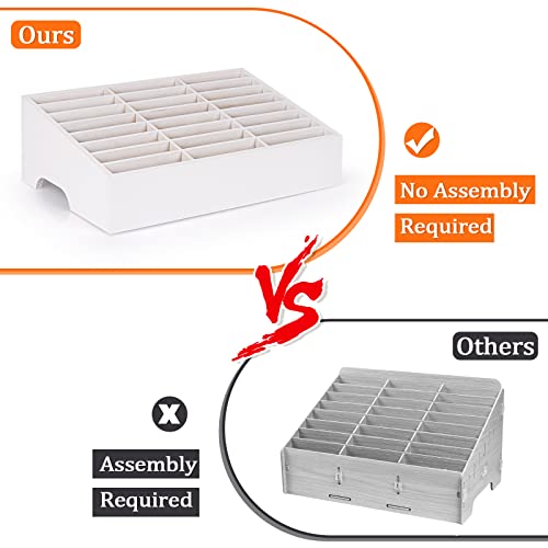 Ozzptuu 24-Grid Wooden Cell Phone Holder Desktop Organizer Storage Box for Classroom Office (White 24-Grid) - Image 4