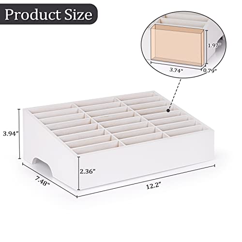 Ozzptuu 24-Grid Wooden Cell Phone Holder Desktop Organizer Storage Box for Classroom Office (White 24-Grid) - Image 2