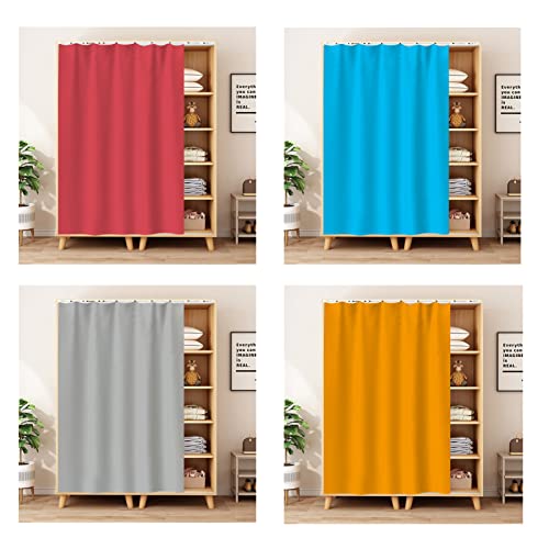 SK Studio Cabinet Curtains for Shelves, Privacy Closet Curtain Dust-Proof Window Shades for Kitchen Storage Room, No Tools No Drill Black, 39" W x 71" H - Image 2