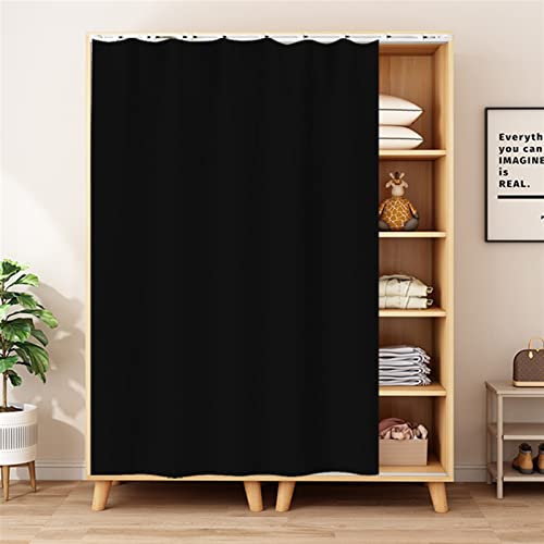 SK Studio Cabinet Curtains for Shelves, Privacy Closet Curtain Dust-Proof Window Shades for Kitchen Storage Room, No Tools No Drill Black, 39" W x 71" H - Image 1