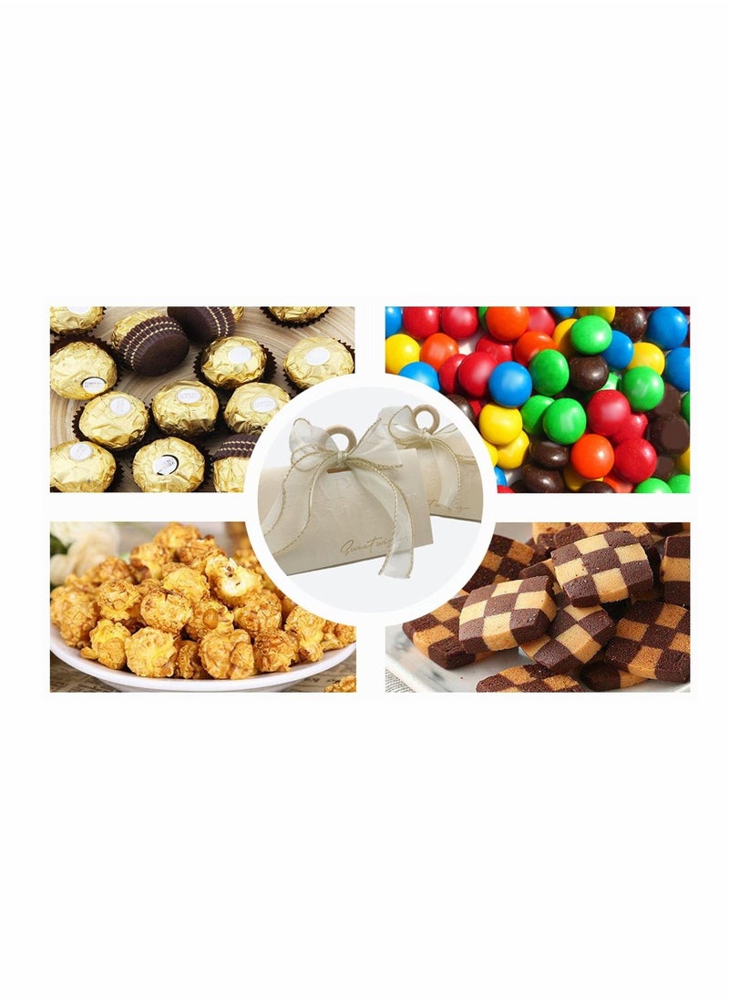 20 قطعة صناديق حلوى الزفاف صناديق هدايا الزفاف بلون البيج صناديق حلوى الشوكولاتة مع خرز خشبي وشريط لزفاف حفل الزفاف حفل المعمودية حفل استقبال المولود حفلة عيد الميلاد لوازم الزينة - Image 2
