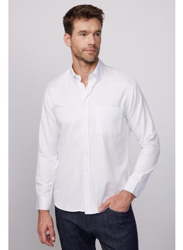 Tudors Classic Fit Long Sleeve Straight Collar Buttoned Pocket White Men's Shirt  - Image 2