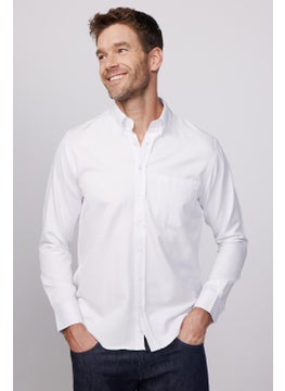 Tudors Classic Fit Long Sleeve Straight Collar Buttoned Pocket White Men's Shirt  - Image 1