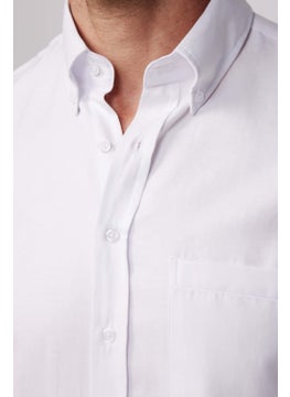 Tudors Classic Fit Long Sleeve Straight Collar Buttoned Pocket White Men's Shirt  - Image 3