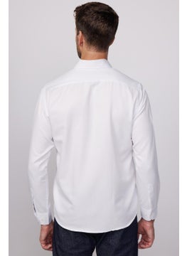 Tudors Classic Fit Long Sleeve Straight Collar Buttoned Pocket White Men's Shirt  - Image 5