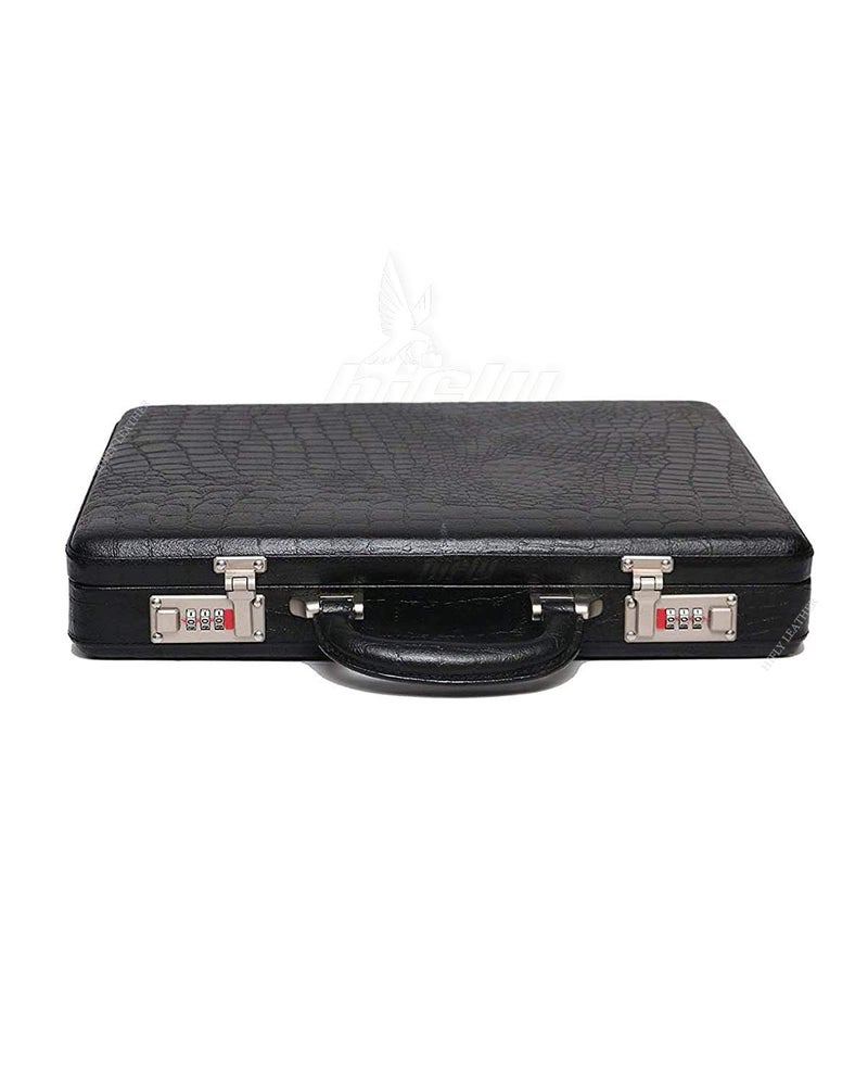 Hifly Leather Briefcase for Men - Unisex - 15.6" Laptop Case - Hard Briefcase - Office Bag - Black - Combination Lock - Image 2