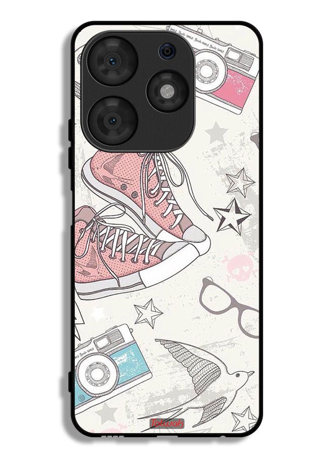 Tolwak - Tecno Spark 10 Pro Protective Case Cover Canva Shoes And Camera Art - Image 1