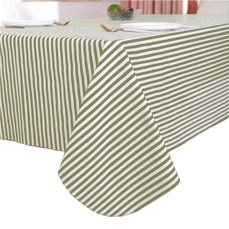 Walrus Heavy Duty Vinyl Tablecloth with Flannel Backing Waterproof OilProof Plastic Table Cloth StainResistant Wipeable Rectangle or Square Table Cover for Indoor and Outdoor Stripe 60X84 Inch 