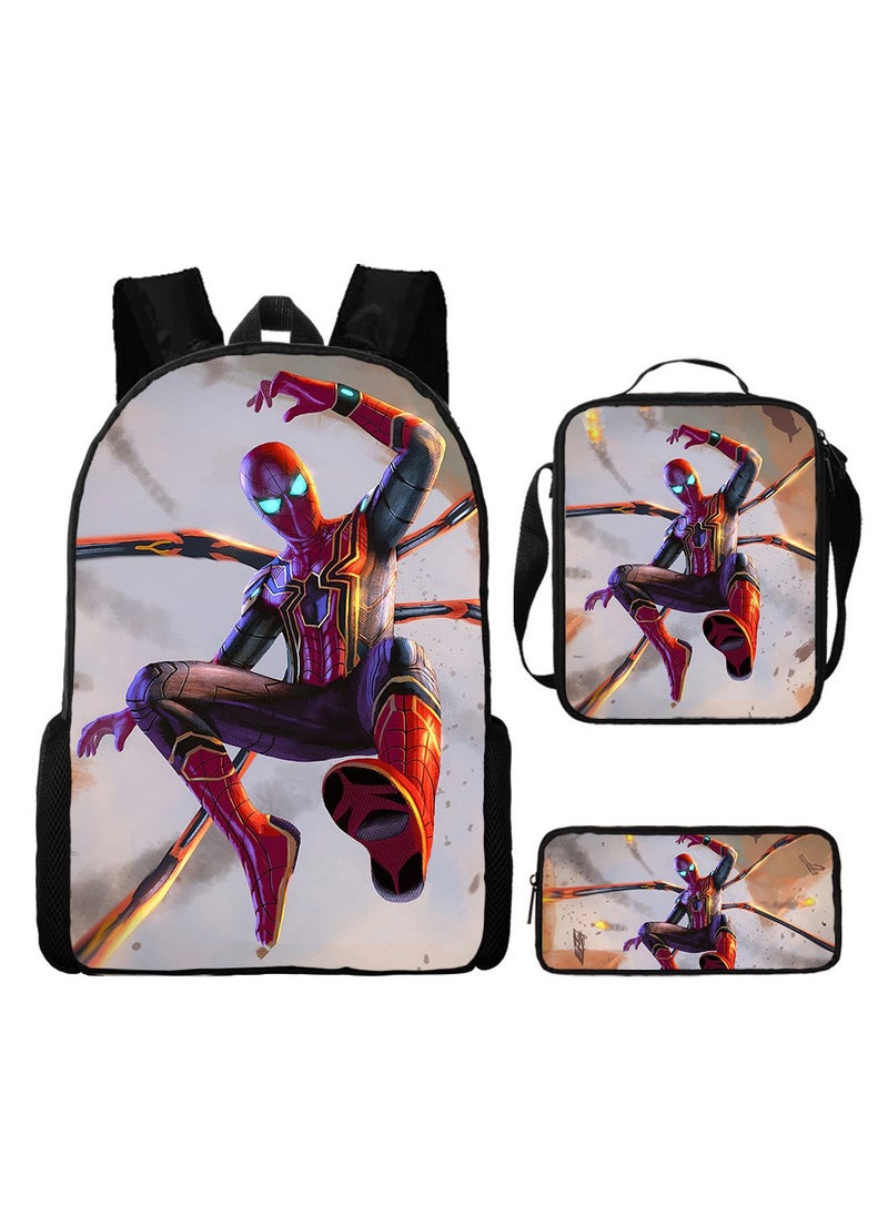 Spider-Man Spiderman Three-Piece Cartoon Backpack For Primary School Students 29*42*16cm 