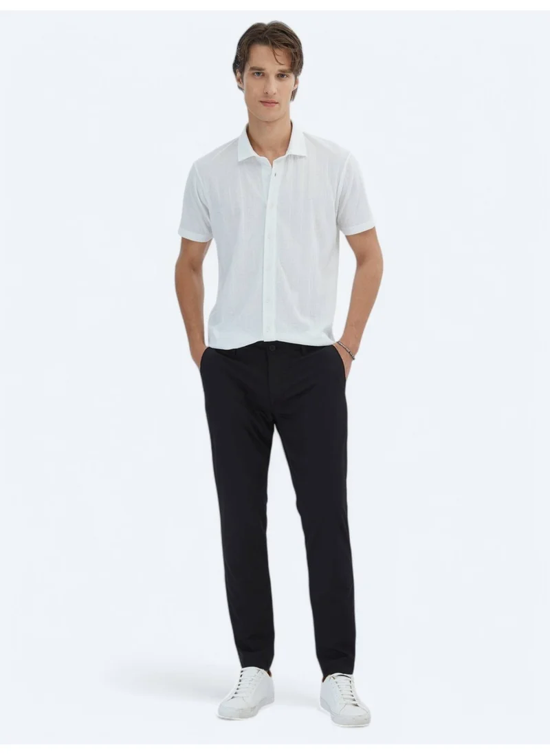 Kip Black Woven Casual Trousers