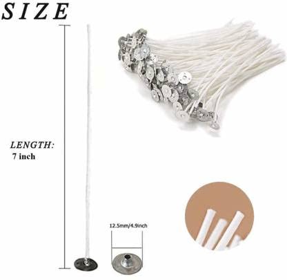R Wellness Candle Making Wicks | 7 Inch Cotton Wicks (50 Pcs) with 10 Wick Holders | DIY Candle Making Supplies for Jar Candles, Wax Candles & Home Craft Use - Image 2