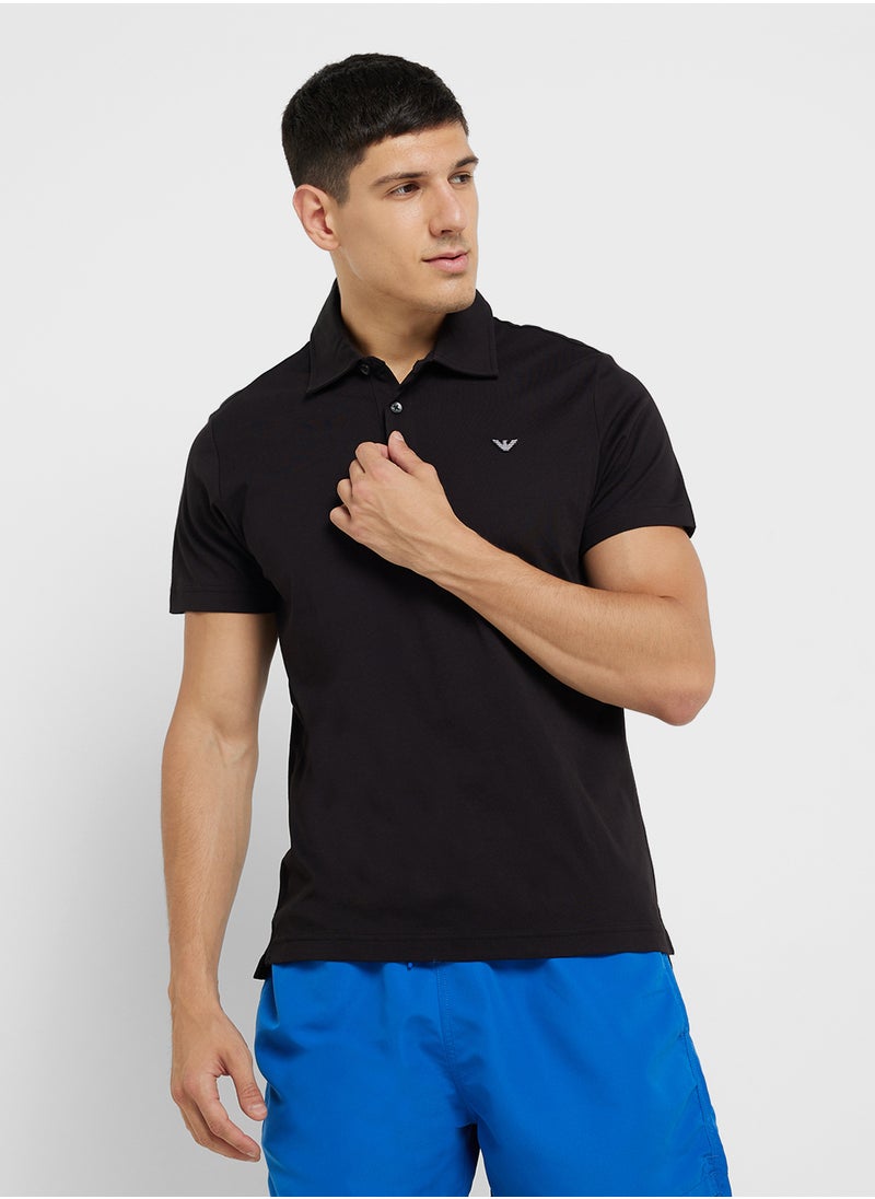 EMPORIO ARMANI Beachwear Logo Polo Shirt  - Image 1