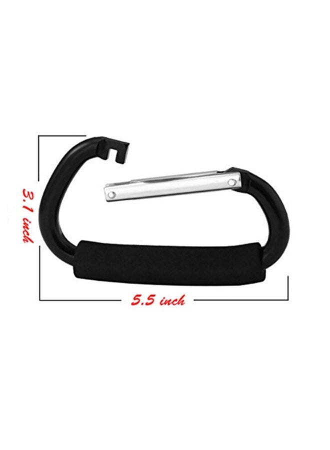 Aubcee 2 Packs Large Stroller Hooks, Aluminum Grocery Bag Handle Organizer Hook or Diaper Bags Holder- Black - Image 4