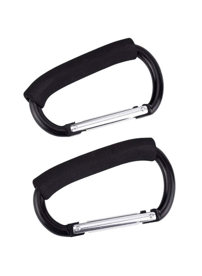 Aubcee 2 Packs Large Stroller Hooks, Aluminum Grocery Bag Handle Organizer Hook or Diaper Bags Holder- Black - Image 2