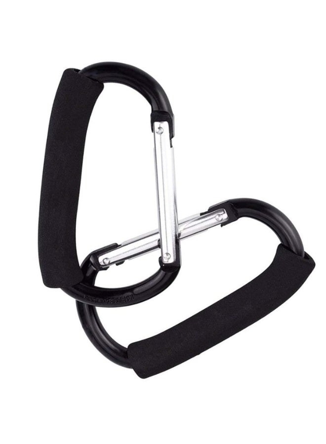 Aubcee 2 Packs Large Stroller Hooks, Aluminum Grocery Bag Handle Organizer Hook or Diaper Bags Holder- Black - Image 3