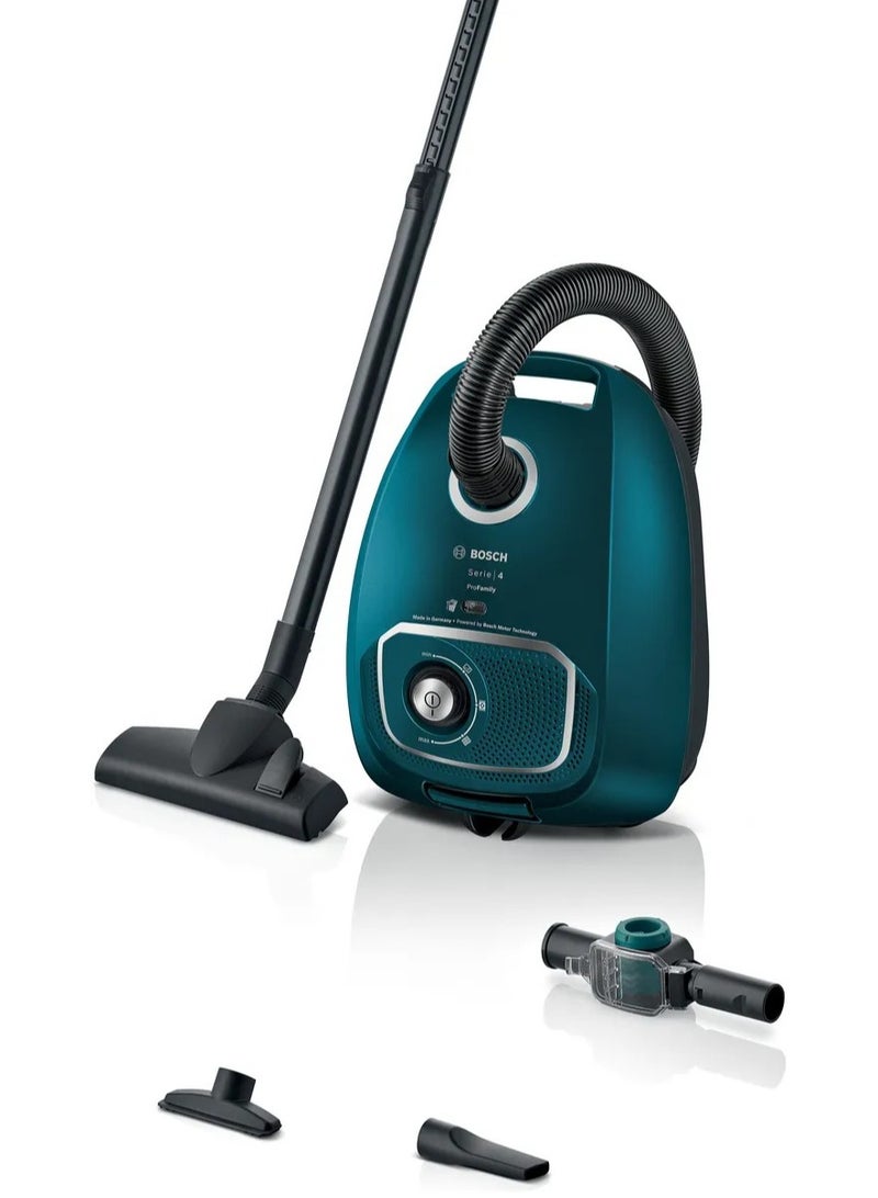 BOSCH Series 4 Bagged Vacuum Cleaner Powerful Motor High Suction Power Allergy Friendly - 4 L 2000 W BGL41WFAMP Deep Petrol - Image 1