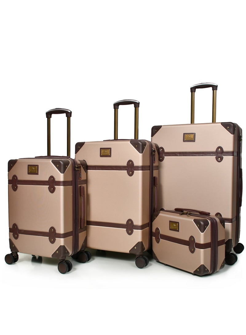 مورانو حقائب سفر كلاسيكية مورانو 4 قطع بعجلات دوارة وقفل أمان مقاسات : 28''-24''-20''-14 أنش لون (ذهبي/بني) - Image 2