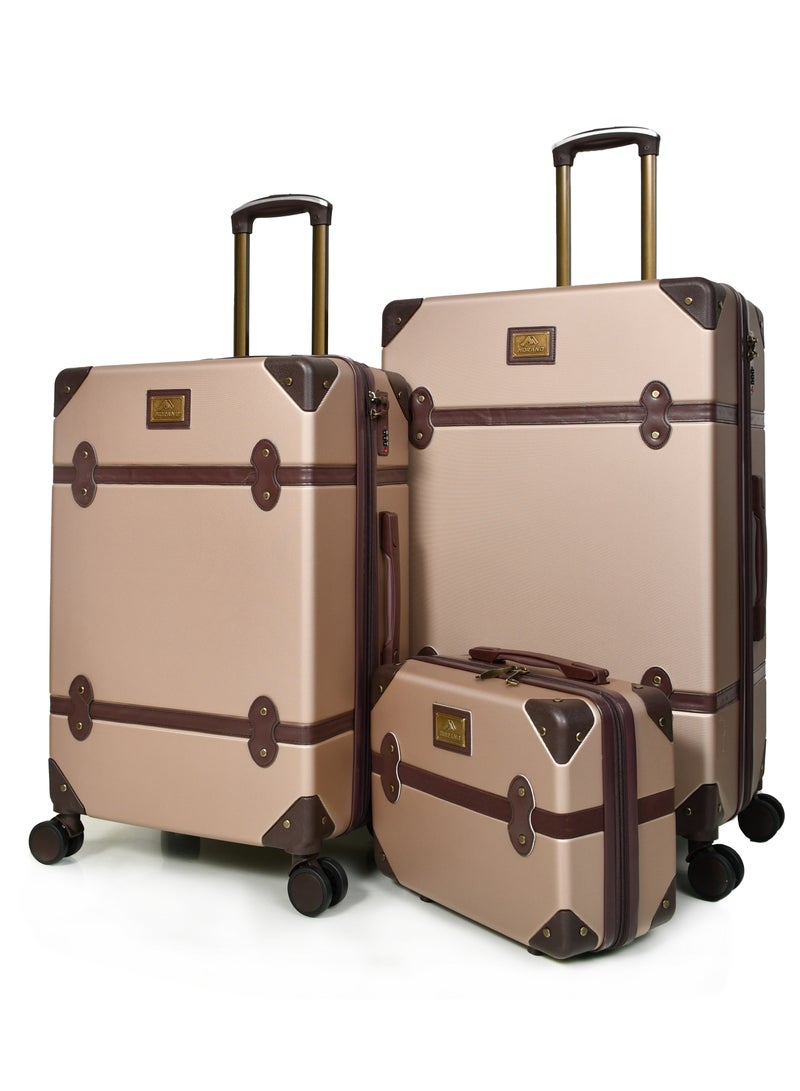 مورانو حقائب سفر كلاسيكية مورانو 4 قطع بعجلات دوارة وقفل أمان مقاسات : 28''-24''-20''-14 أنش لون (ذهبي/بني) - Image 3