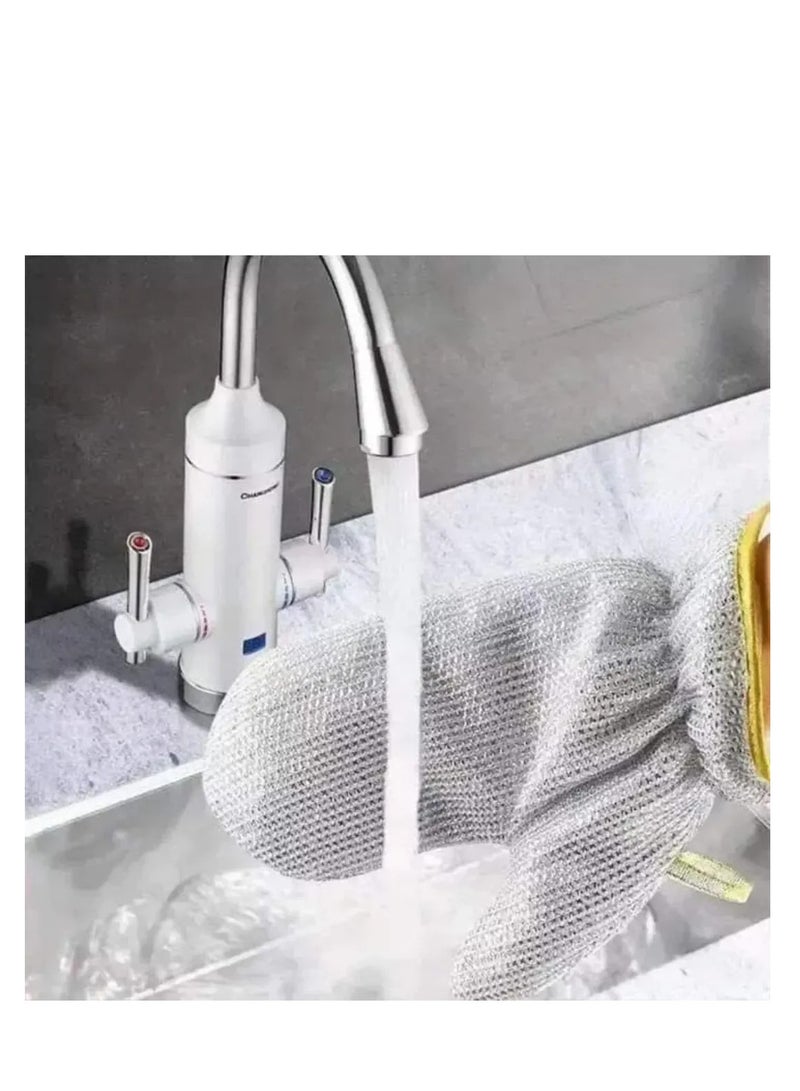 2pcs Multipurpose Wire Dishwashing Gloves, Miracle Cleaning Cloth in Glove Shape, Non Scratch Steel Wire Rags for Dishes, Kitchen Cooktops, Counters, Sinks, Pots, Pans, Reusable Cleaning Gloves 2 PCS  - Image 2