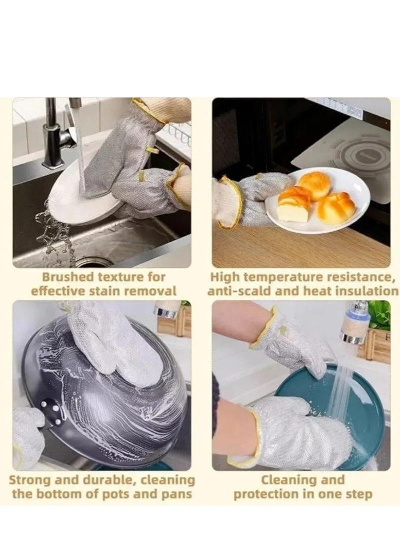 2pcs Multipurpose Wire Dishwashing Gloves, Miracle Cleaning Cloth in Glove Shape, Non Scratch Steel Wire Rags for Dishes, Kitchen Cooktops, Counters, Sinks, Pots, Pans, Reusable Cleaning Gloves 2 PCS  - Image 3