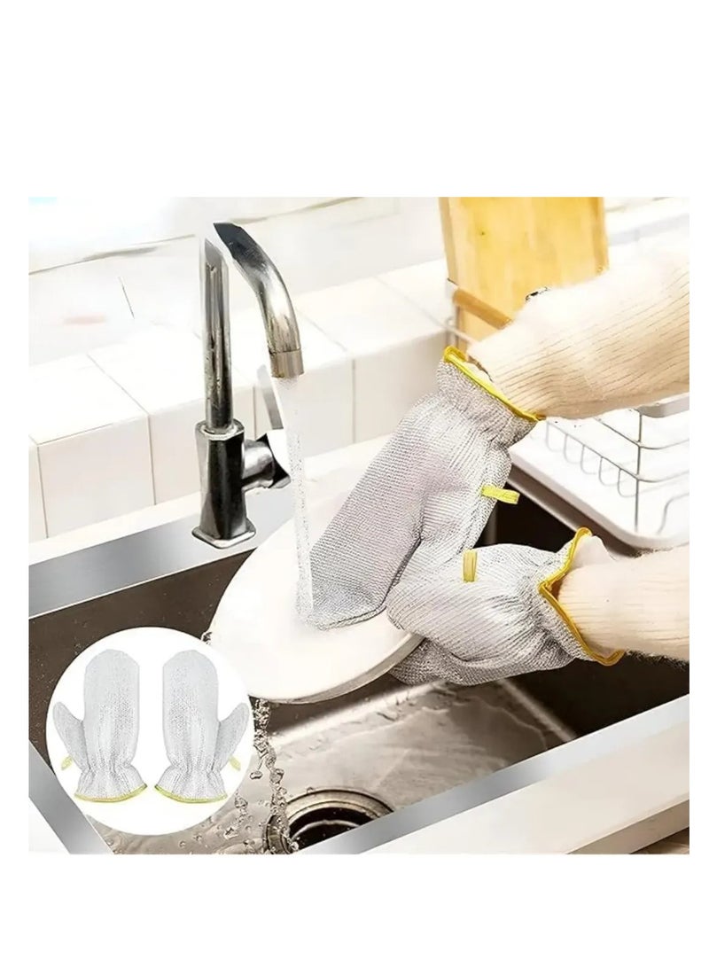 2pcs Multipurpose Wire Dishwashing Gloves, Miracle Cleaning Cloth in Glove Shape, Non Scratch Steel Wire Rags for Dishes, Kitchen Cooktops, Counters, Sinks, Pots, Pans, Reusable Cleaning Gloves 2 PCS  - Image 5