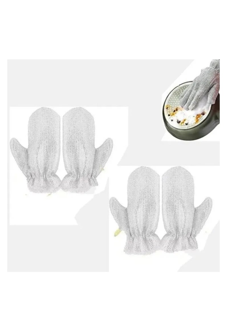 2pcs Multipurpose Wire Dishwashing Gloves, Miracle Cleaning Cloth in Glove Shape, Non Scratch Steel Wire Rags for Dishes, Kitchen Cooktops, Counters, Sinks, Pots, Pans, Reusable Cleaning Gloves 2 PCS  - Image 1