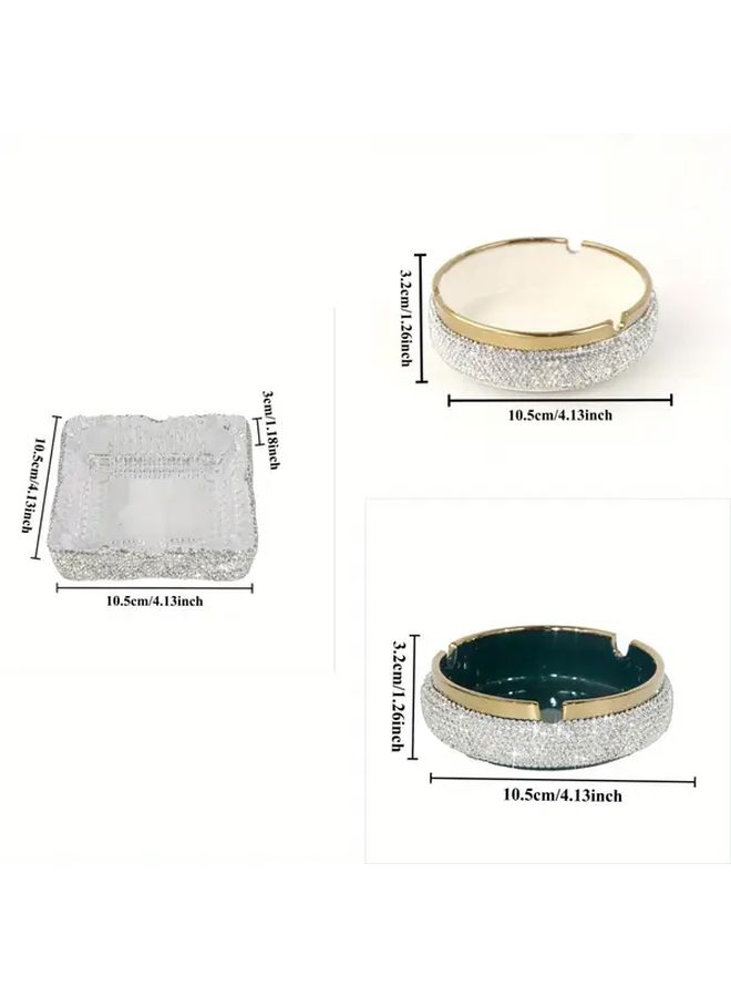 Green Diamond Ashtray Portable Thickened Ceramic Office Home Gift - Image 2