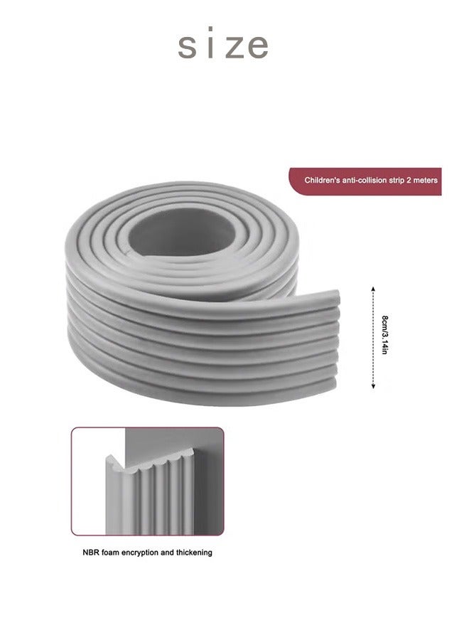 Foam Safety Strips for Baby Kid,Foam Safety Strips, Edge Protectors, Foam Safety Strips, Self Adhesive Edge Protector, W-Type Children's Anti Collision Strip, 2M Safety Edge Protection Strip, Edge Corner Guards Foam Roll, Children Anti Collision Strip, Extra Thick Foam Strip for Table Wall Corner with Double Side Tape (Grey) - Image 2
