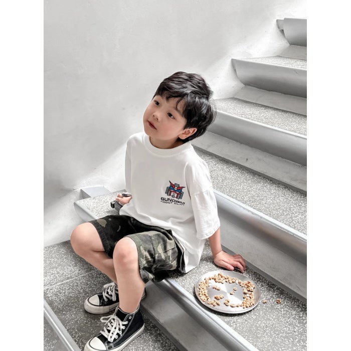 Boys T-Shirt Short-Sleeved Cotton 2024 Style Middle And Large Children'S Clothes Fashionable Handsome Children'S Street Top Summer Clothes - Image 1