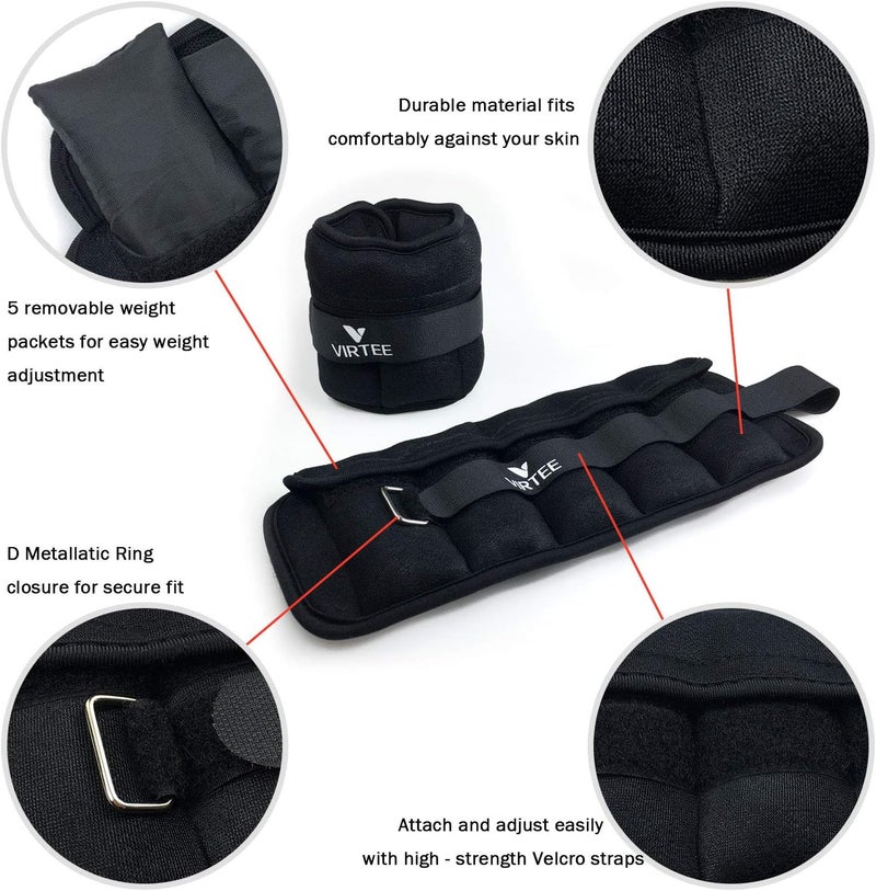 Virtee Adjustable Ankle Weights, 3/7/10 Lbs Pair Arm Leg Weights Set for Men and Women, Weighted Ankle Weight for Jogging, Walking, Gymnastics, Aerobics, Physical Therapy - Image 3