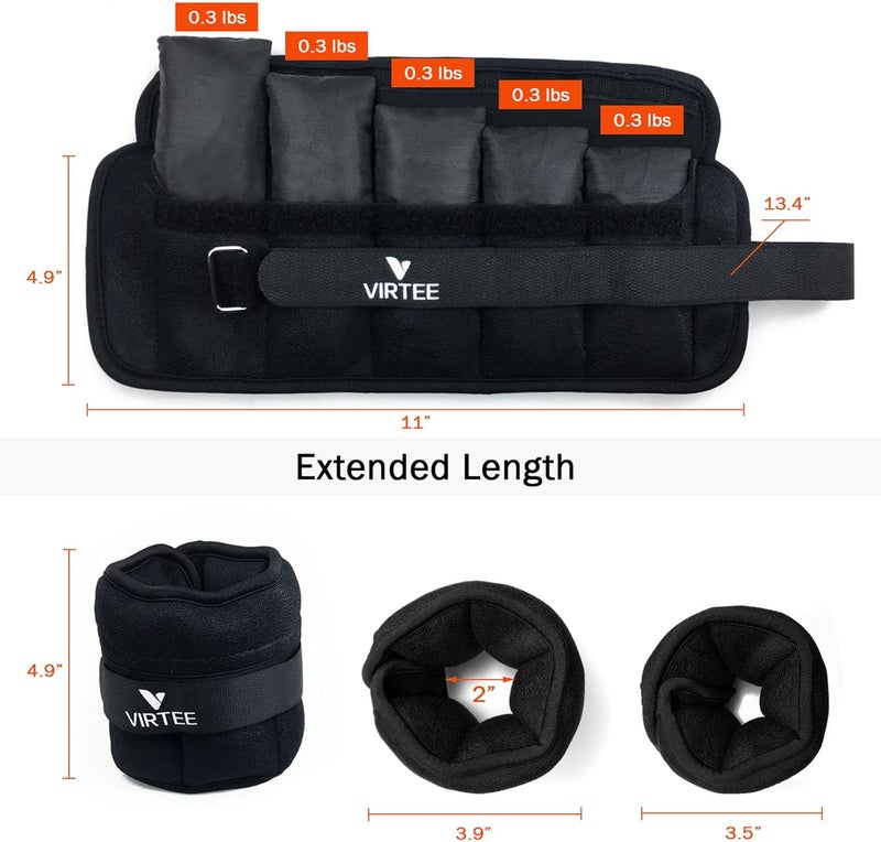 Virtee Adjustable Ankle Weights, 3/7/10 Lbs Pair Arm Leg Weights Set for Men and Women, Weighted Ankle Weight for Jogging, Walking, Gymnastics, Aerobics, Physical Therapy - Image 4