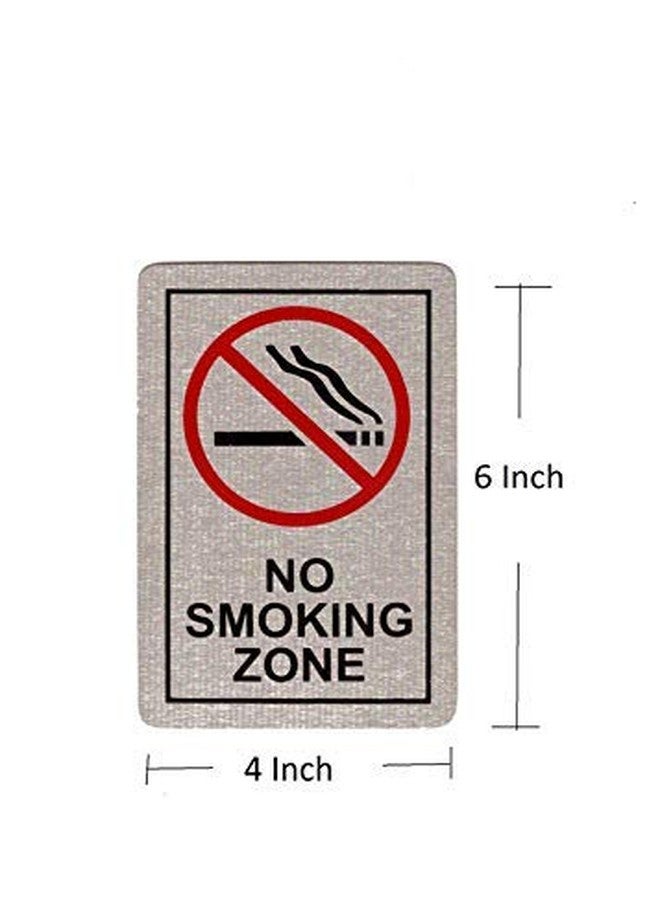 THW® Stainless Steel Self Adhesive NO SMOKING ZONE Signage Board (6"x4") - Image 2