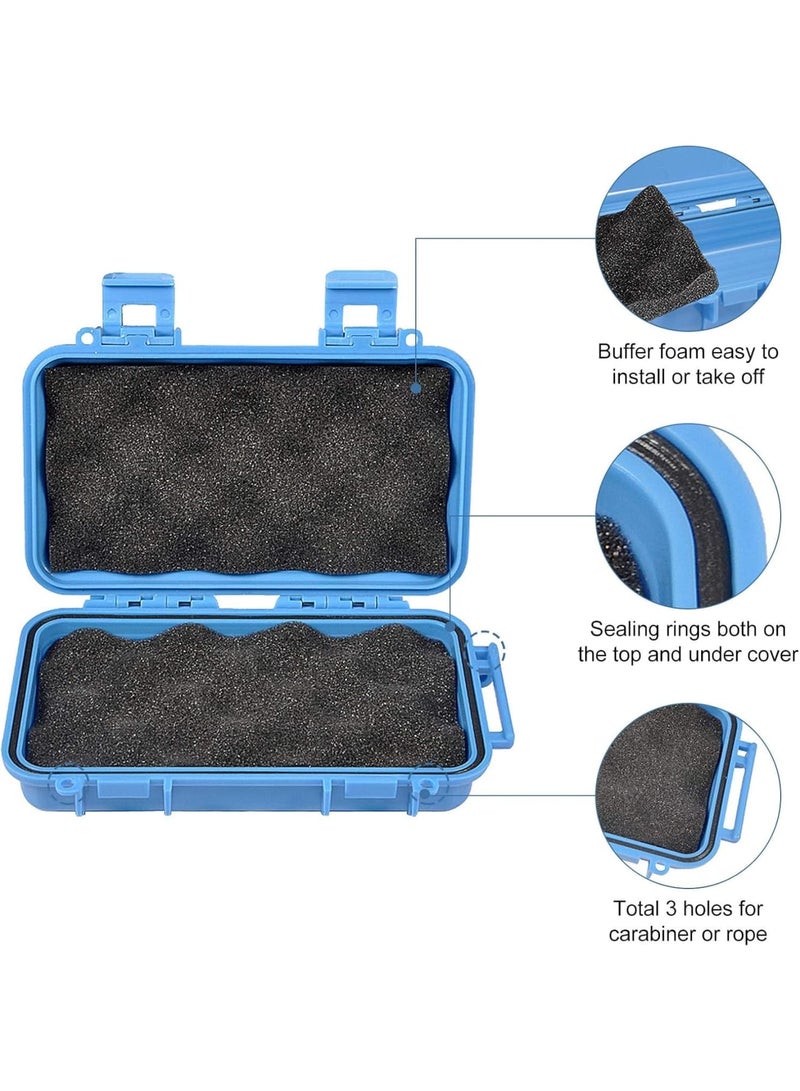 SYOSI Protective Hard Case with Foam, Shockproof Waterproof Airtight Storage Box for Outdoor Gear Tools and Phone, Durable Grip Handle and Secure Locking, 16.7x8.8x4.6cm for Camping Hiking Travel, Blue - Image 3