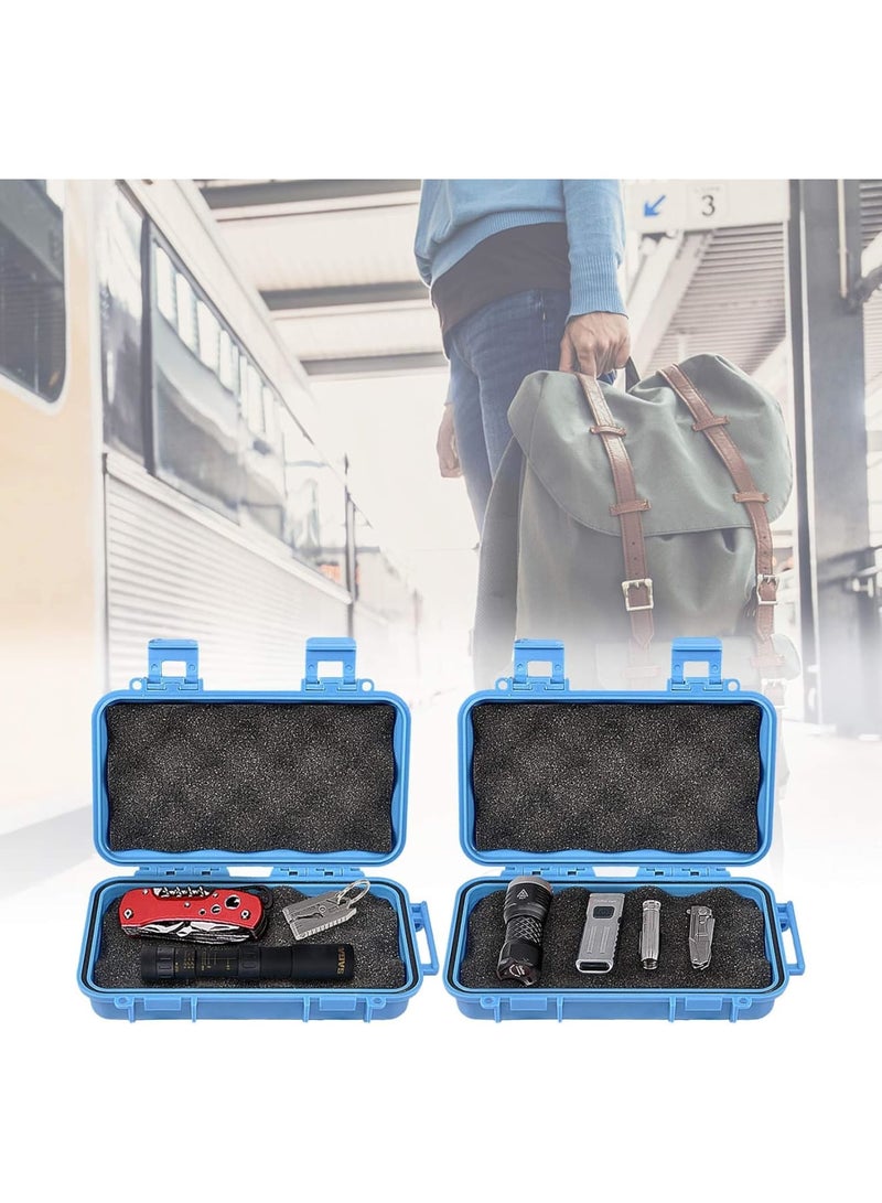 SYOSI Protective Hard Case with Foam, Shockproof Waterproof Airtight Storage Box for Outdoor Gear Tools and Phone, Durable Grip Handle and Secure Locking, 16.7x8.8x4.6cm for Camping Hiking Travel, Blue - Image 2
