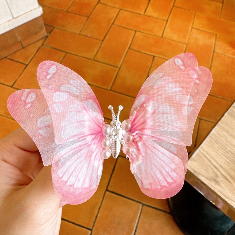 Generic New Moving Butterfly Hanfu Headwear Antique Hair Clip Chinese Style Childrens Hair Clip for Girls Baby Childrens Hair Accessories 6# pink spring butterfly (opp bag)