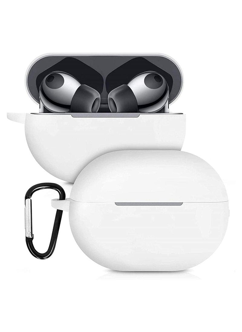 Silicone Case Compatible with Huawei FreeBuds Pro, Protective Headphone Case with Keyring Hook Accessible Charging Port (White)