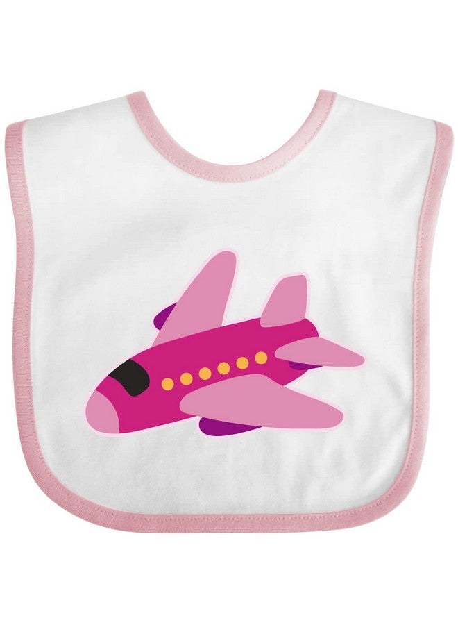 inktastic Girls Pink Airplane Pilot Baby Bib White and Pink 2e225 - Image 1