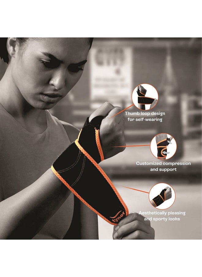 TYNOR Wrist Support With Thumb Loop (Neo), Black & Orange, Universal, Pack of 2 - pzsku/Z0DCD33EC9A193E097A7EZ/45/_/1737806215/d89df9be-8a11-41b6-bc9e-726860ced802