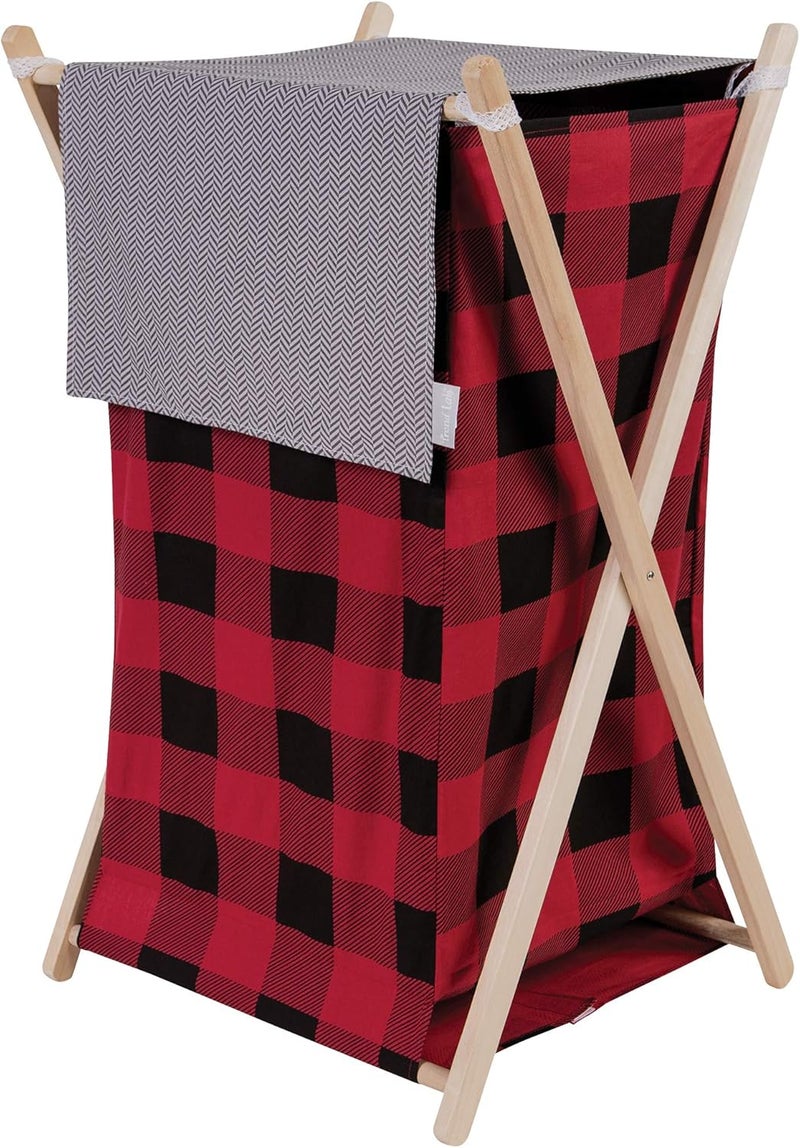 Trend Lab Red and Black Buffalo Check Hamper - Image 1